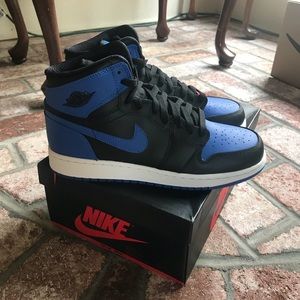 NIKE AJ 1 GS BLK/BLUE SZ. 6.5y 2013